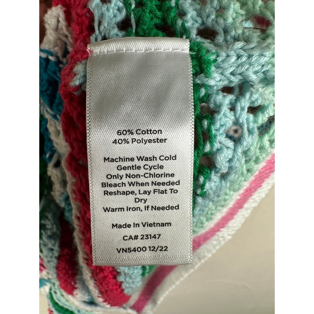 Talbots Sweater Vest Crochet Crewneck Pullover Rainbow Stripe Womens Sz Medium - Picture 8 of 8